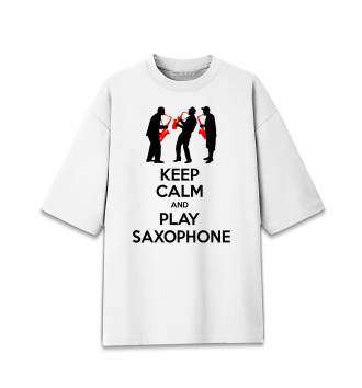 Мужская Хлопковая футболка оверсайз Играй на саксофоне