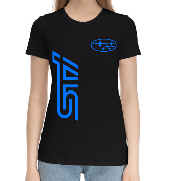 Женская Хлопковая футболка Subaru STI