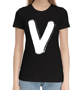Женская Хлопковая футболка Буква V