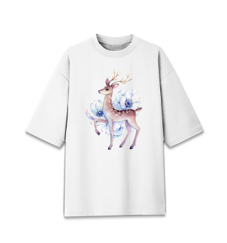 Мужская Хлопковая футболка оверсайз Deer and flowers