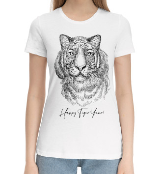 Женская Хлопковая футболка Happy Tiger Year!