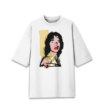 Мужская Хлопковая футболка оверсайз Andy Warhol Mick Jagger