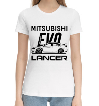 Женская Хлопковая футболка Mitsubishi Lancer Evo X Side Best