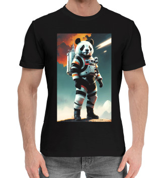 Мужская Хлопковая футболка Панда бравый космонавт