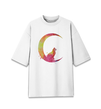 Хлопковая футболка оверсайз Moon Cat