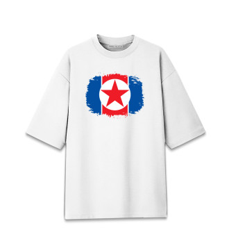 Мужская Хлопковая футболка оверсайз Флаг Северной Кореи