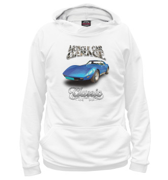 Худи для мальчиков Синий масл-кар Corvette на белом