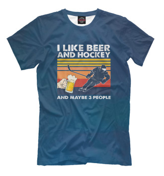 Мужская Футболка I Like Beer And Hockey
