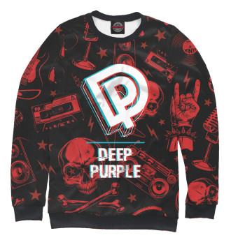 Мужской Свитшот Deep Purple Rock Glitch (Red)