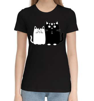 Женская Хлопковая футболка Влюбленные котики