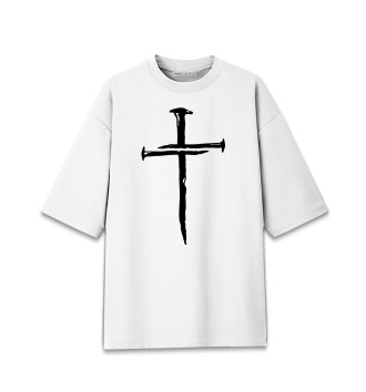 Мужская Хлопковая футболка оверсайз Крест из гвоздей
