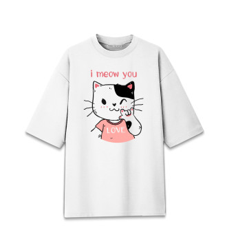 Мужская Хлопковая футболка оверсайз I meow you