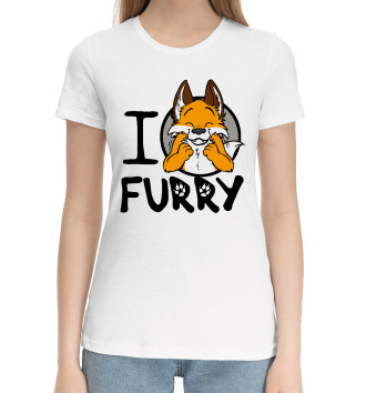 Женская Хлопковая футболка I love furry?