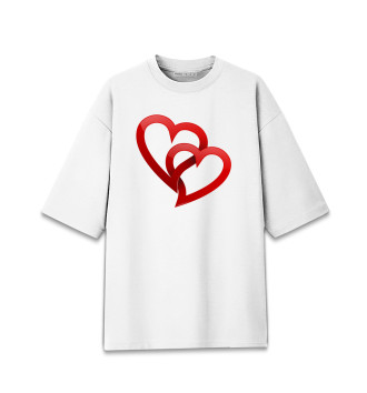Мужская Хлопковая футболка оверсайз Сердца