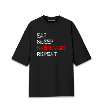 Женская Хлопковая футболка оверсайз Eat Sleep Sabotage Repeat
