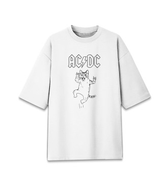 Мужская Хлопковая футболка оверсайз AC/DC/котик