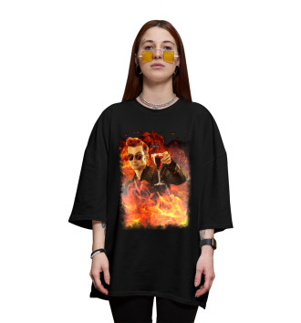 Хлопковая футболка оверсайз Кроули в огне