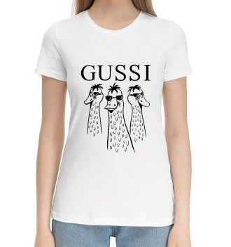 Женская Хлопковая футболка Gussi in glasses