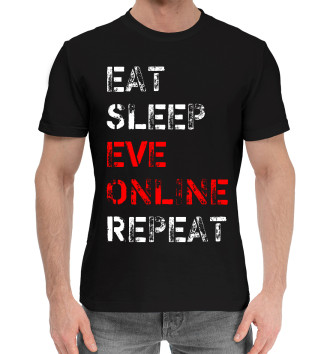 Мужская Хлопковая футболка Eat Sleep EVE Online Repeat