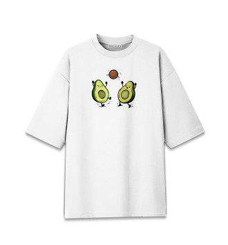 Женская Хлопковая футболка оверсайз С авокадо мультяшками