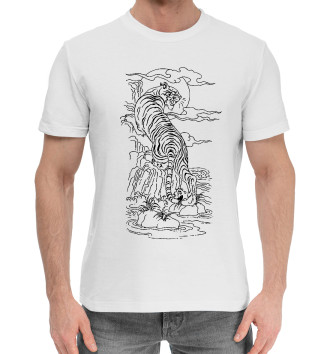 Мужская Хлопковая футболка Tiger tattoo