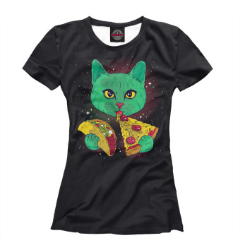 Футболка для девочек Cosmic pizza cat