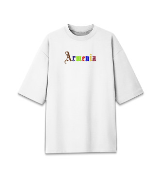Мужская Хлопковая футболка оверсайз Armenia color letters