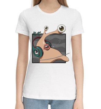 Женская Хлопковая футболка Миги в наушниках