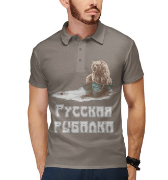 Мужское Поло Русская рыбалка: Медведь