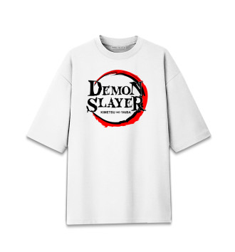 Женская Хлопковая футболка оверсайз Demon Slayer