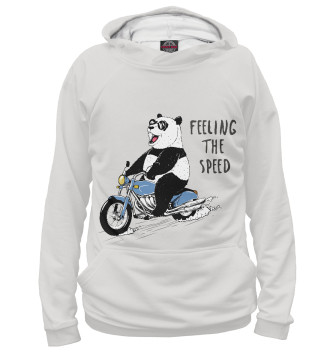 Худи для девочек Панда на мотоцикле