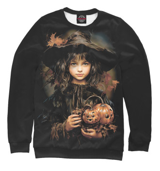 Свитшот для девочек Маленькая ведьма с тыквами