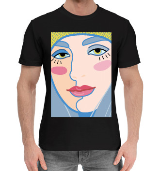 Мужская Хлопковая футболка Женское лицо с яркими губами