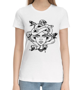 Женская Хлопковая футболка Medusa tattoo print