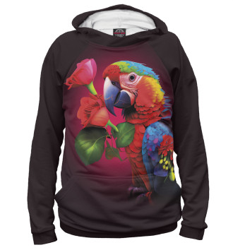 Женское Худи Попугай ара с цветами