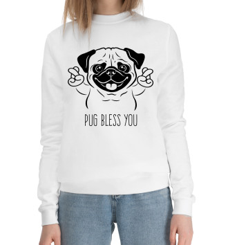 Хлопковый свитшот Pug bless you