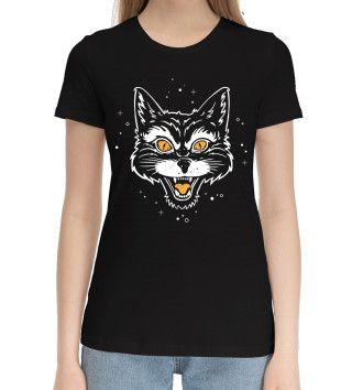 Женская Хлопковая футболка Cat